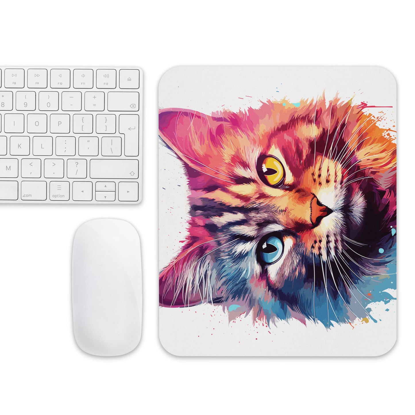 Rainbow Paint Cat Mouse Pad