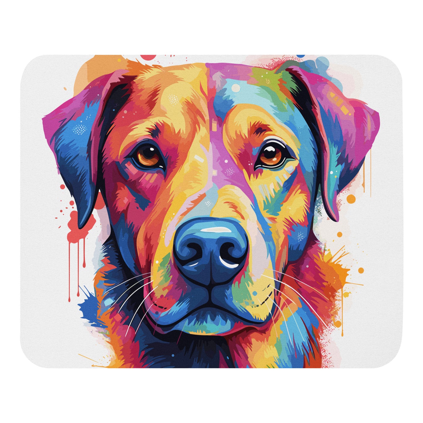 Rainbow Paint Dog Mouse Pad