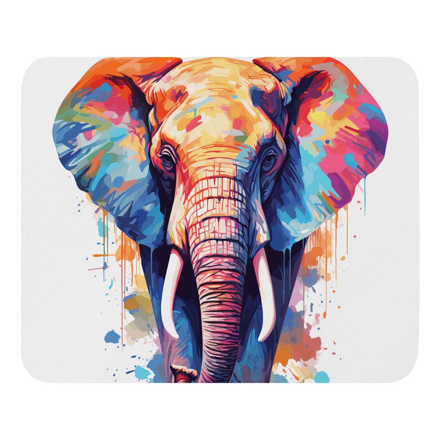 Rainbow Paint Elephant Mouse Pad
