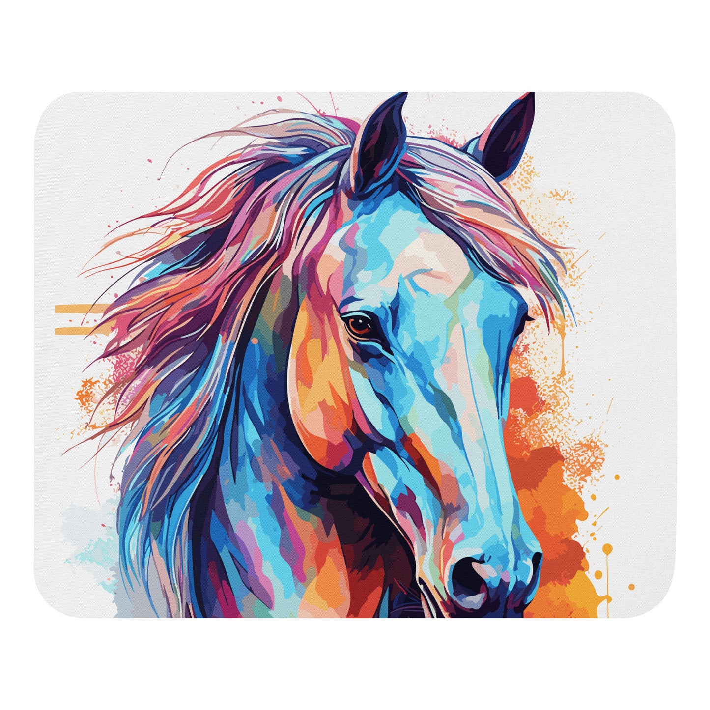 Rainbow Paint Horse Mouse Pad