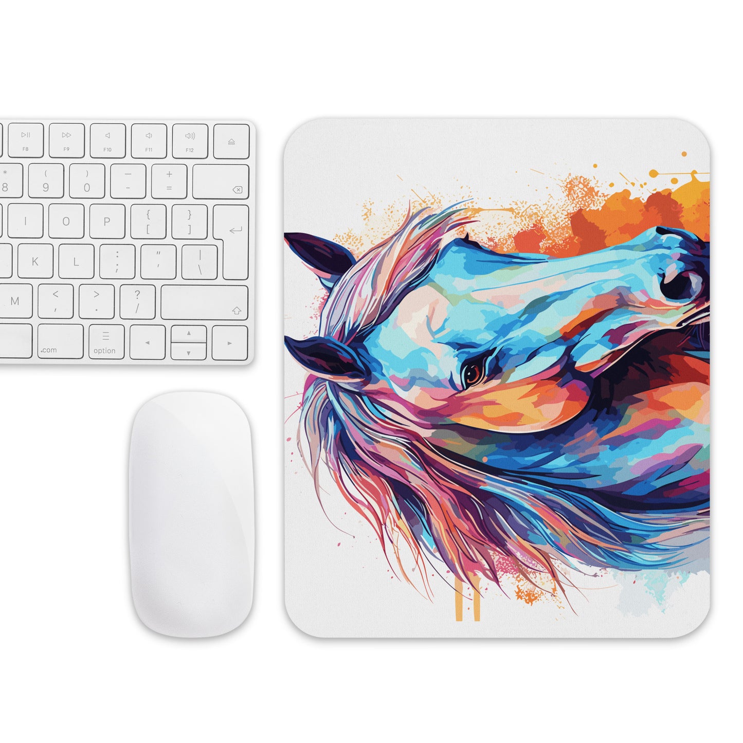 Rainbow Paint Horse Mouse Pad