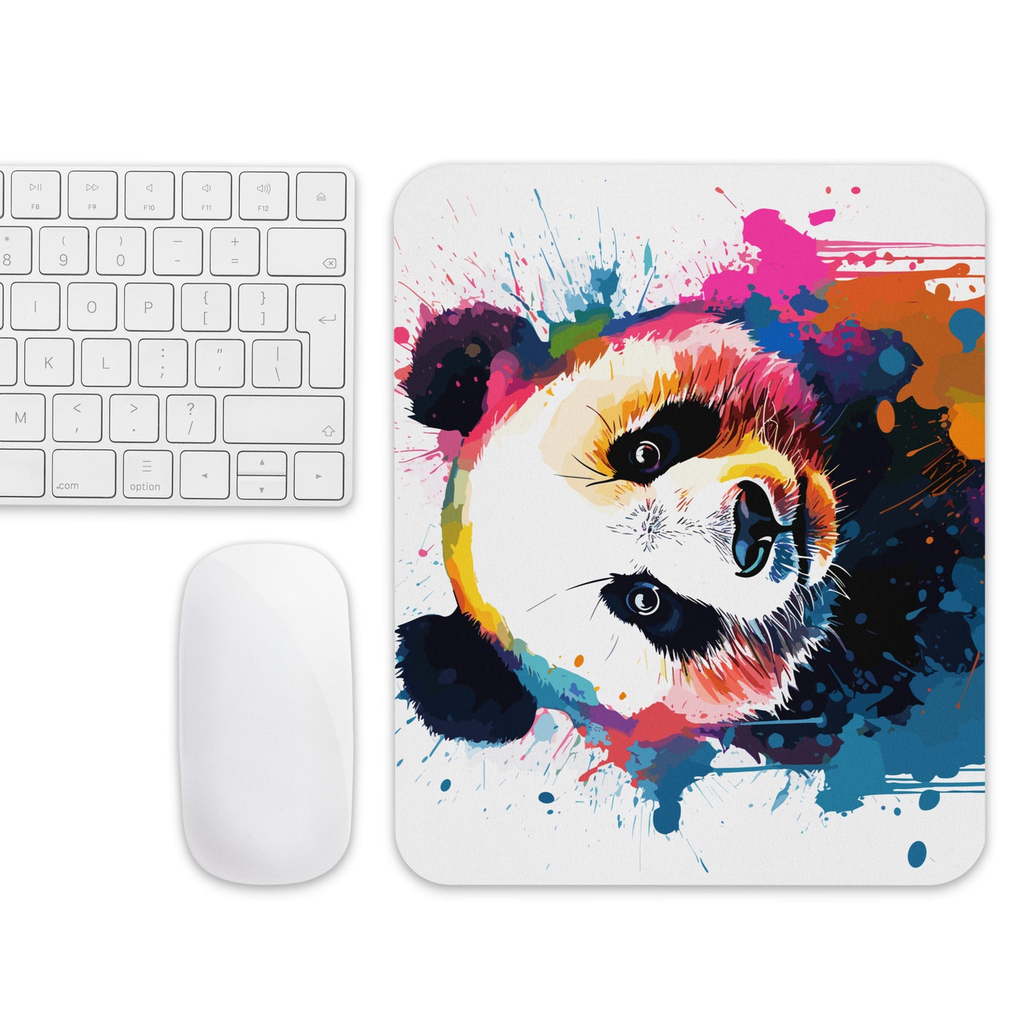 Rainbow Paint Panda Mouse Pad