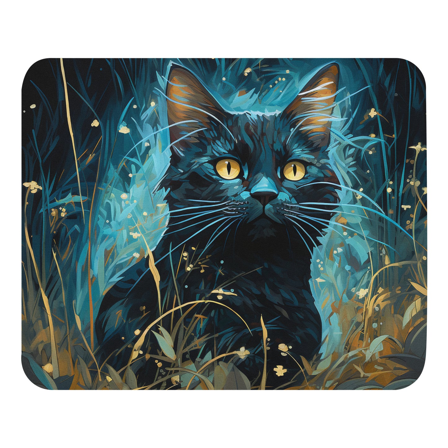 Dark Turquoise Cat Mouse Pad
