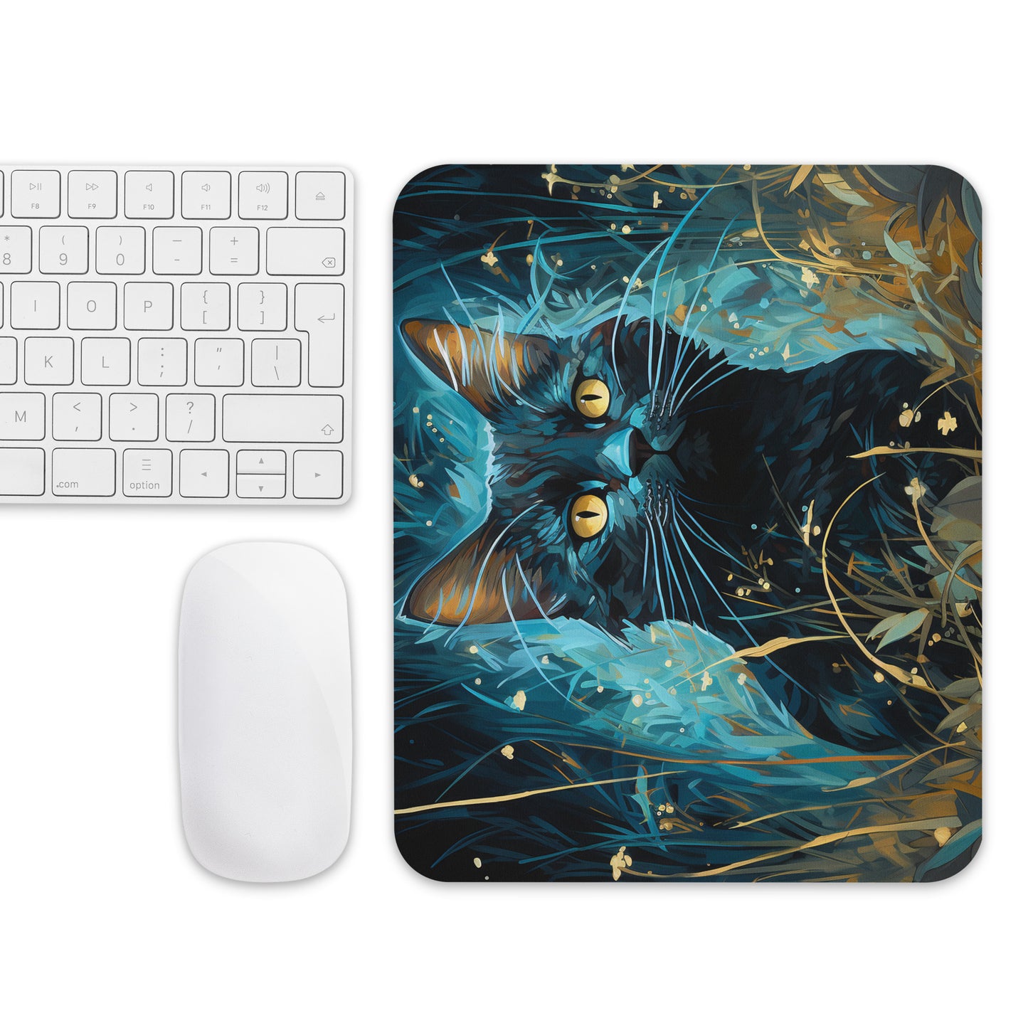 Dark Turquoise Cat Mouse Pad