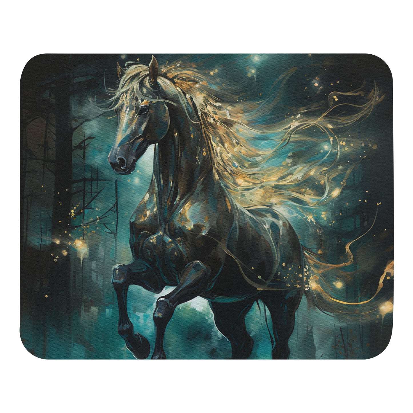 Dark Turquoise Horse Mouse Pad