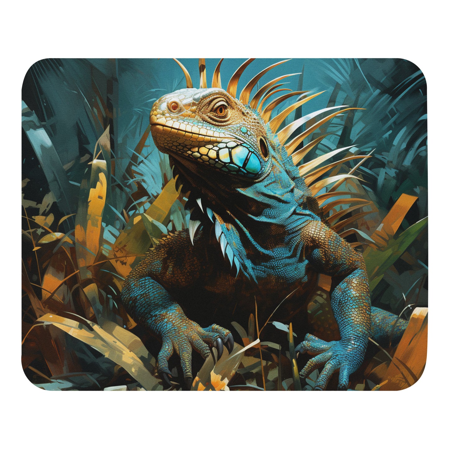 Dark Turquoise Iguana Mouse Pad