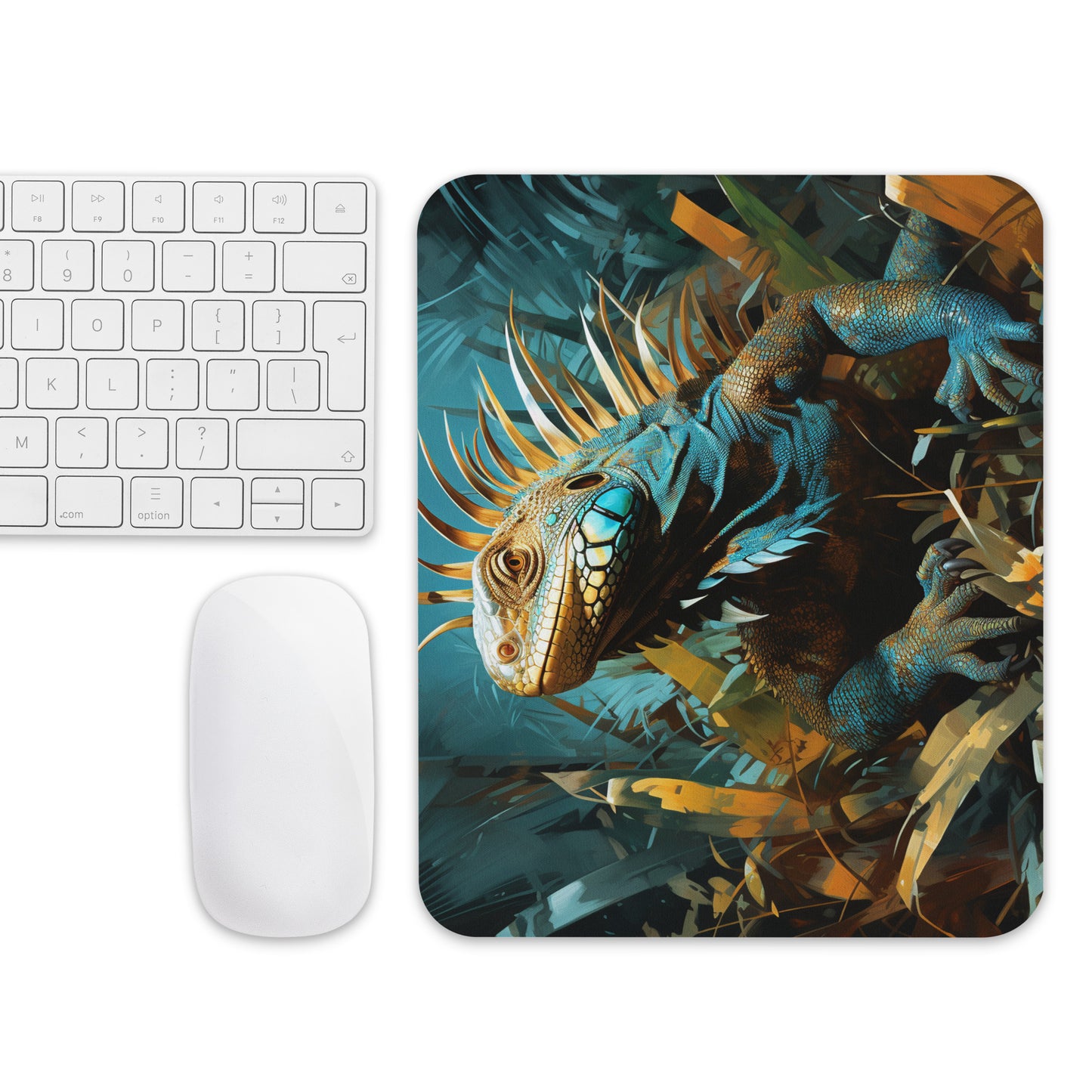 Dark Turquoise Iguana Mouse Pad