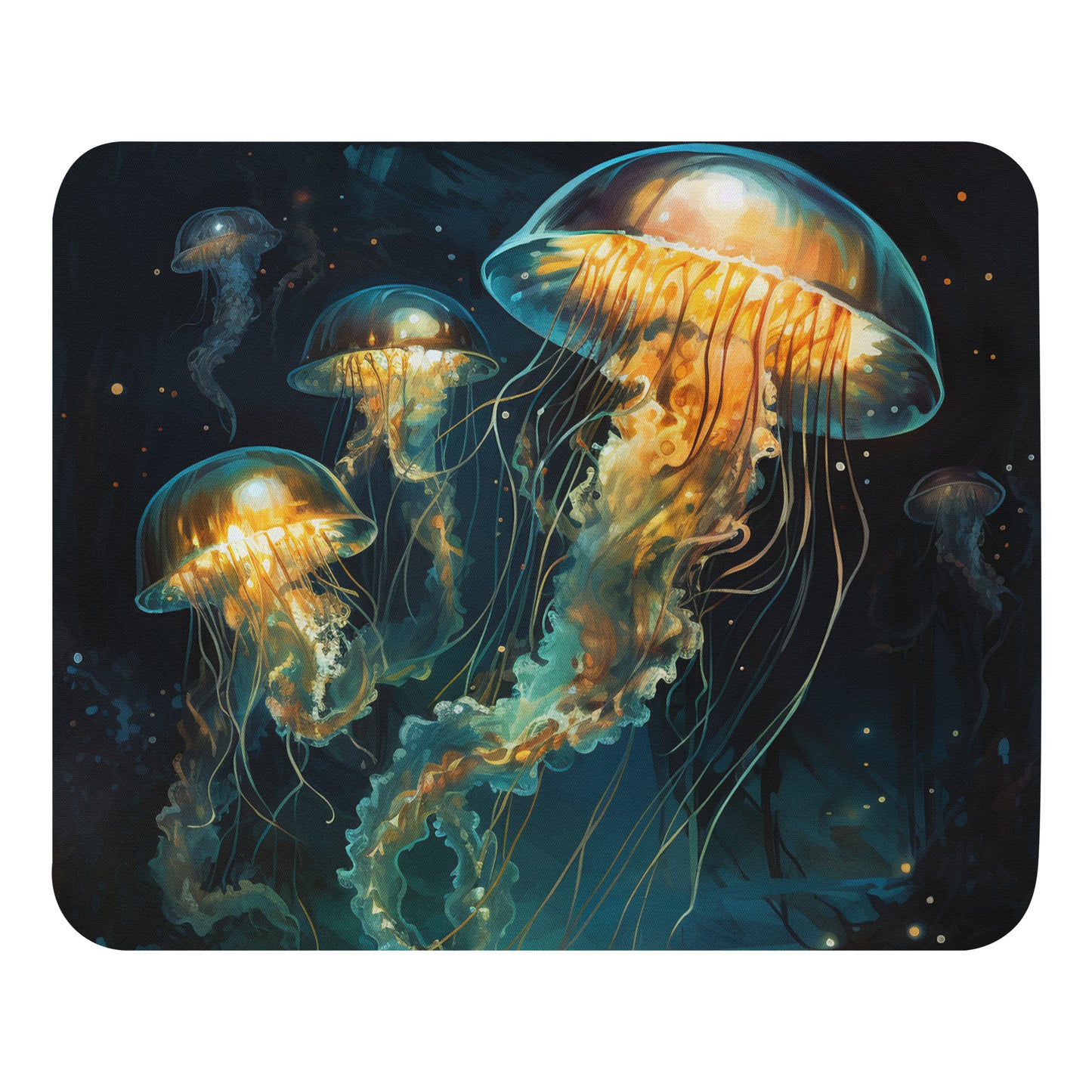 Dark Turquoise Jellyfish Mouse Pad