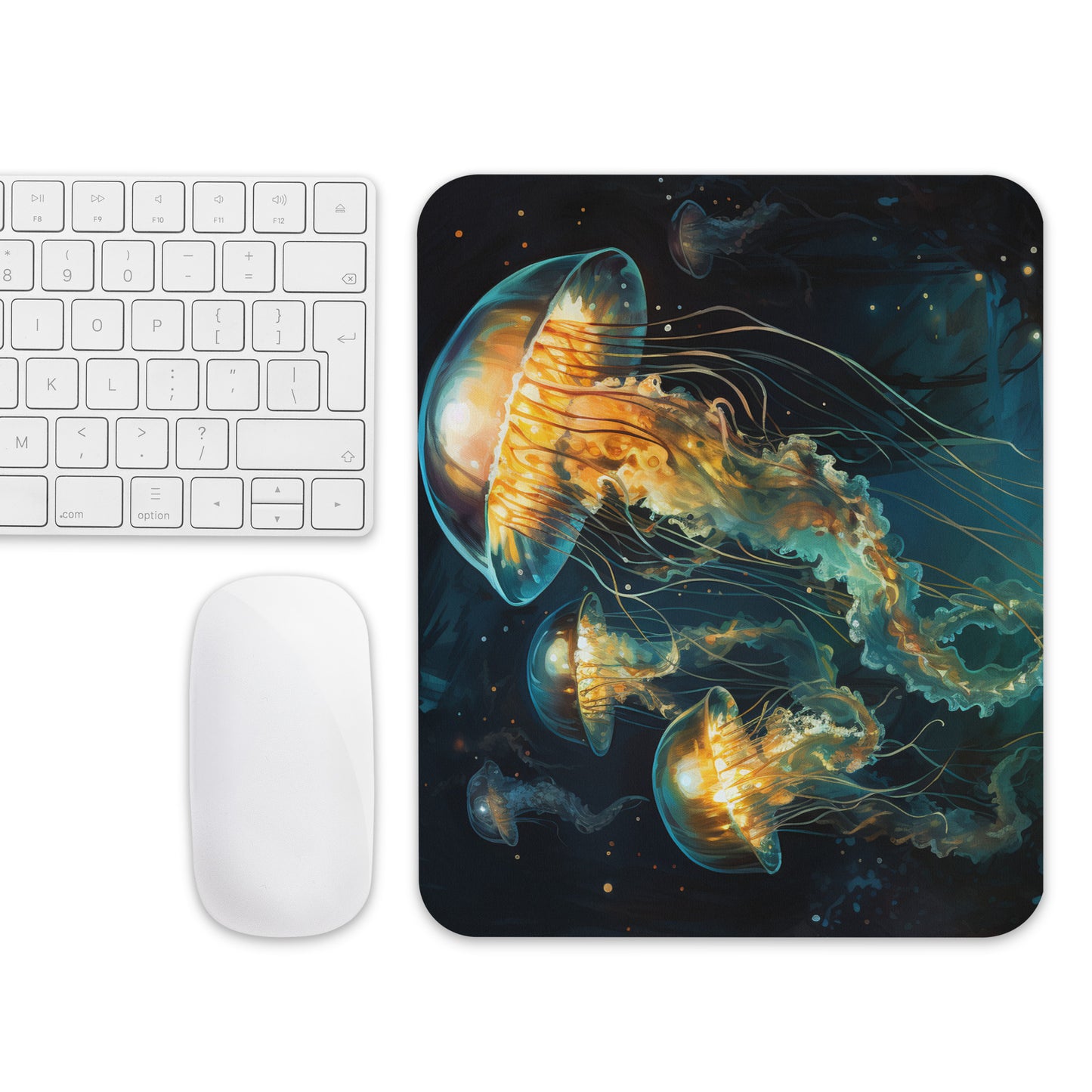 Dark Turquoise Jellyfish Mouse Pad