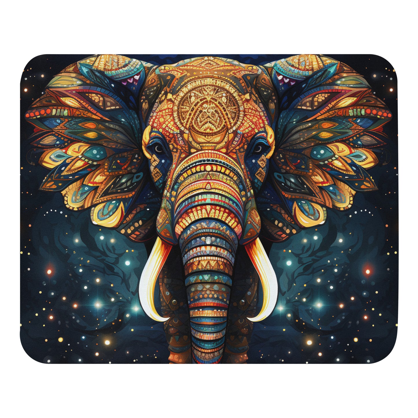 Dot Art Elephant Mouse Pad