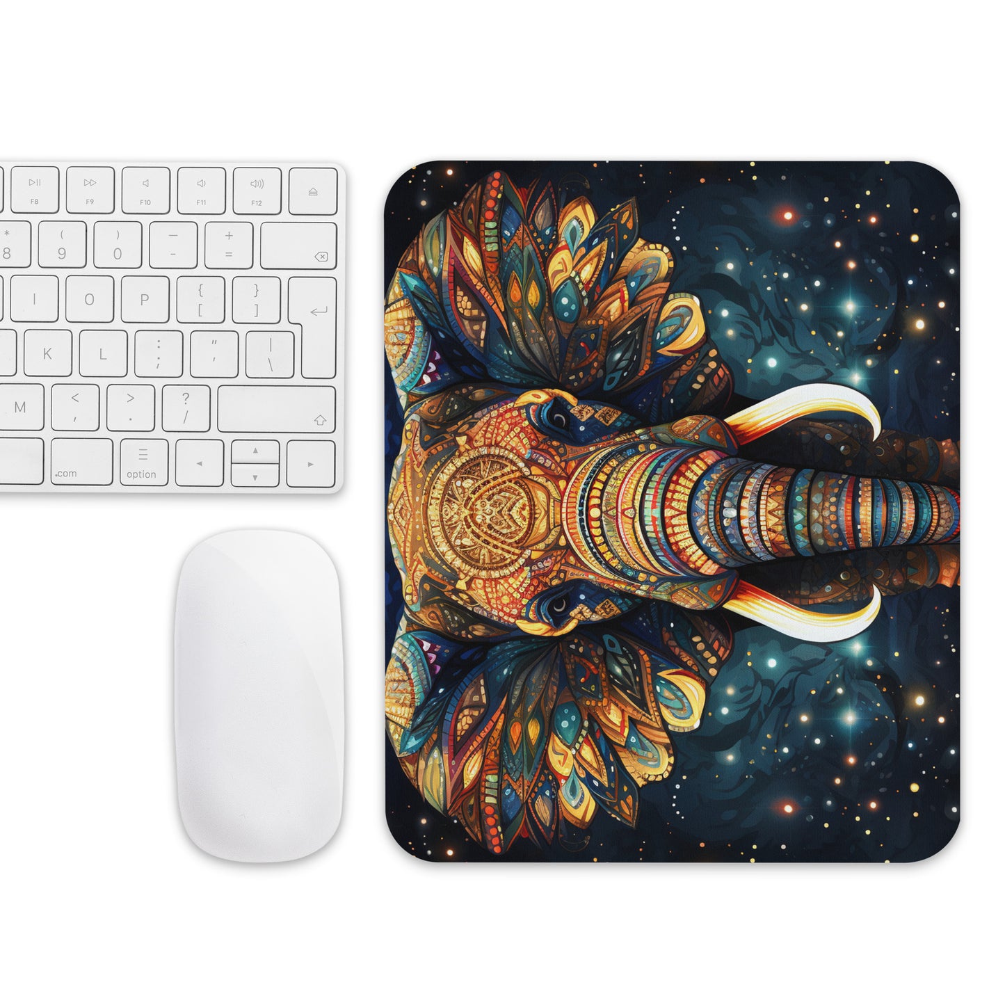 Dot Art Elephant Mouse Pad