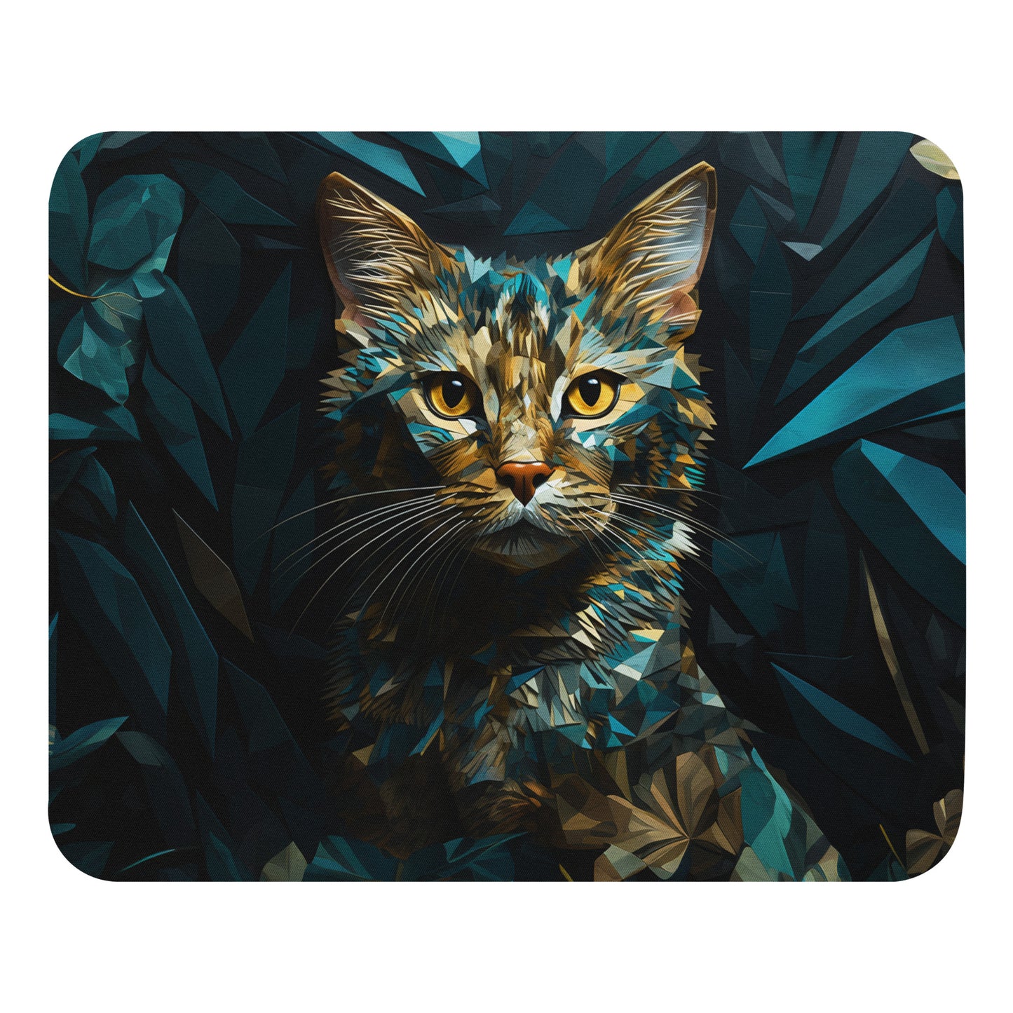 Blue Gold Cat Mouse Pad