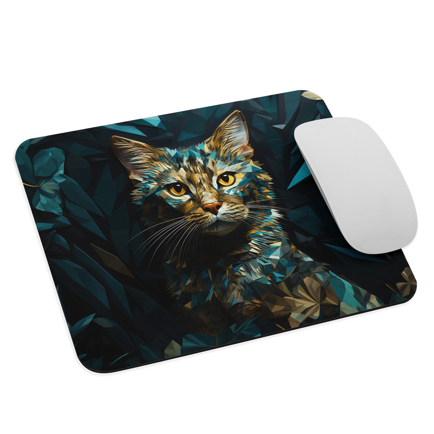 Blue Gold Cat Mouse Pad