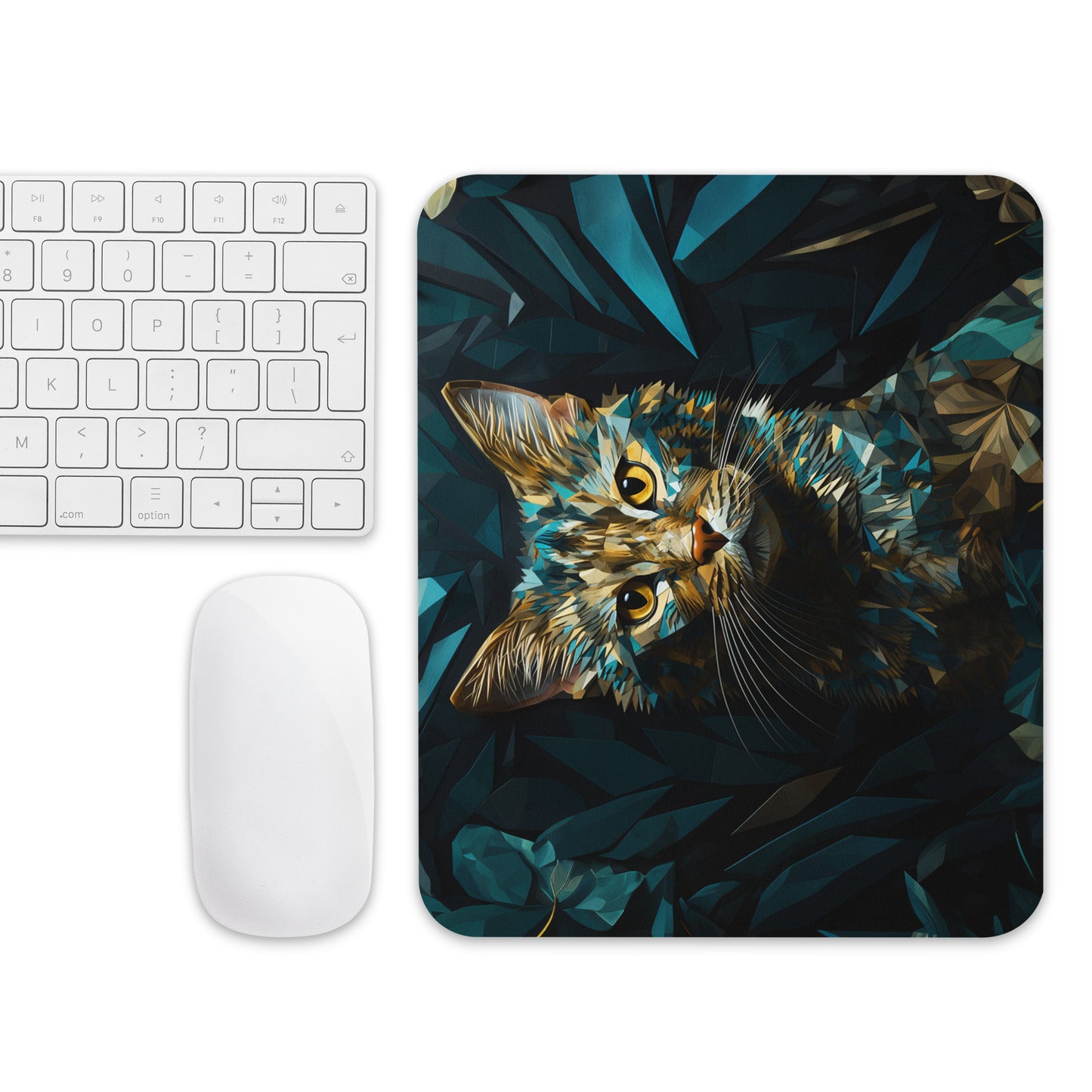 Blue Gold Cat Mouse Pad