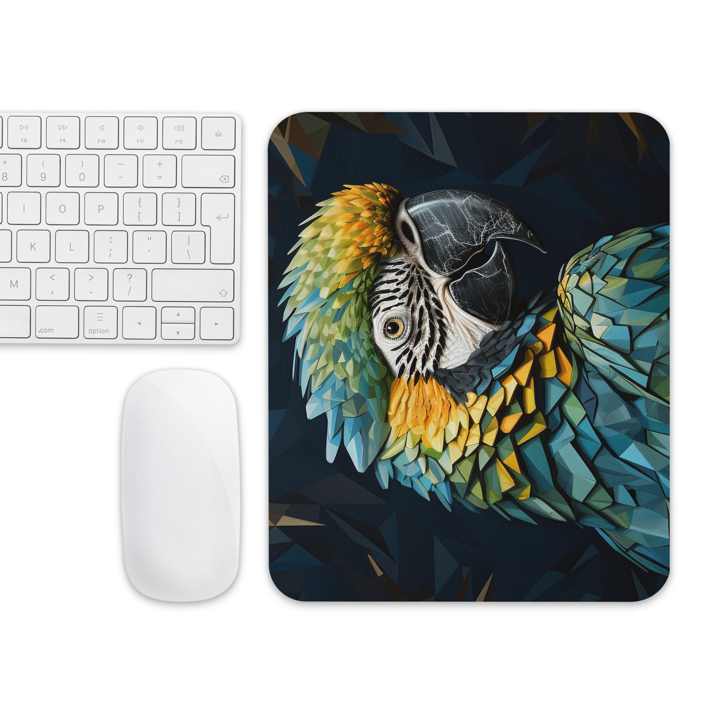 Blue Gold Parrot Mouse Pad