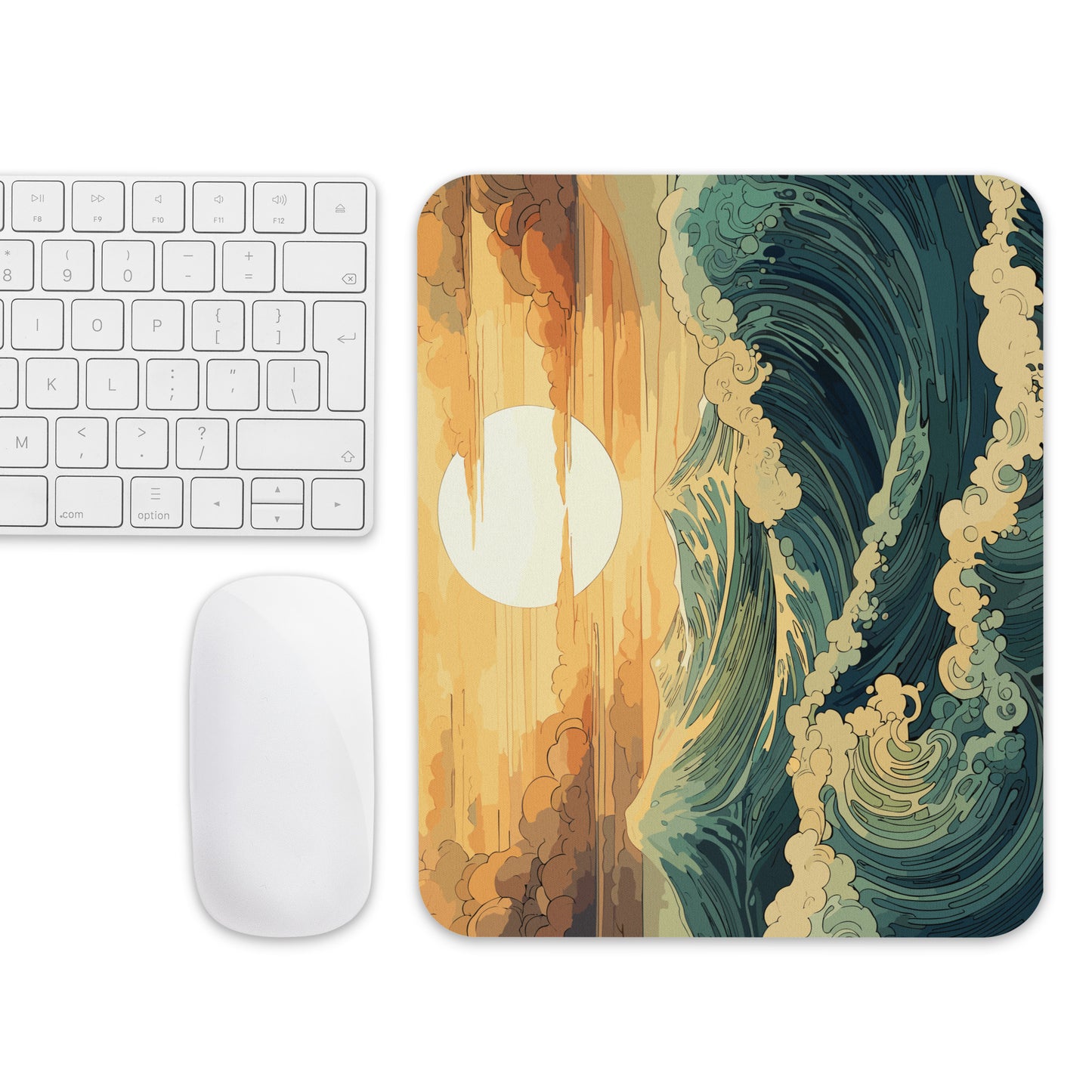 Wavy Sea Sunset Mouse Pad