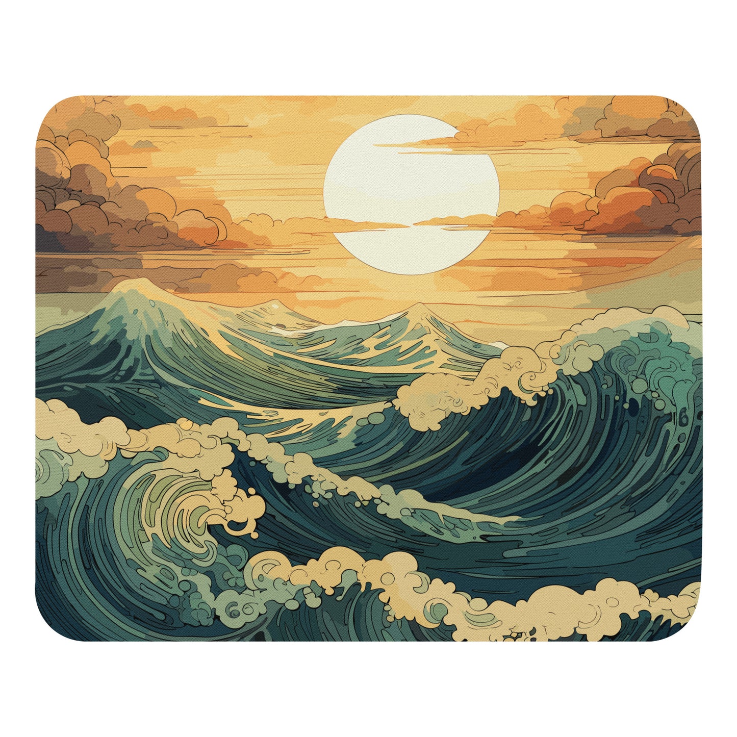 Wavy Sea Sunset Mouse Pad