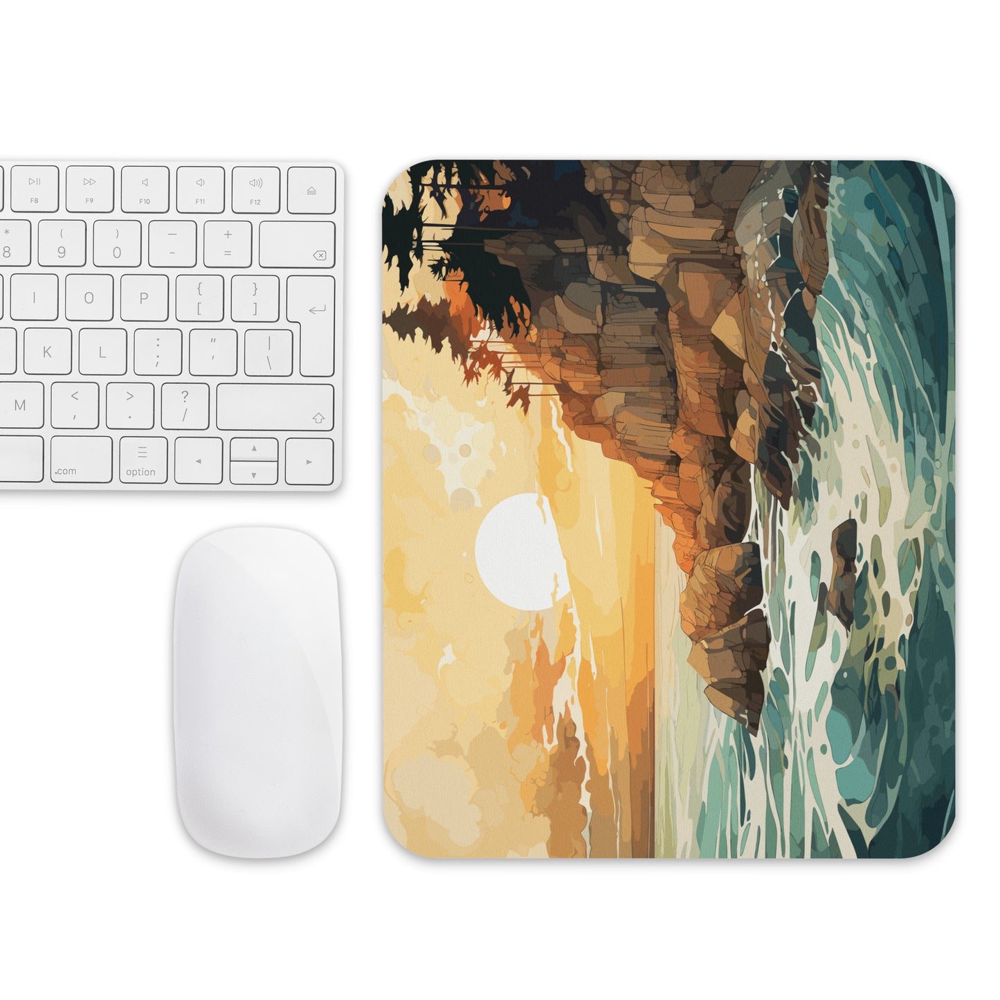 Ocean Rocks Sunset Mouse Pad