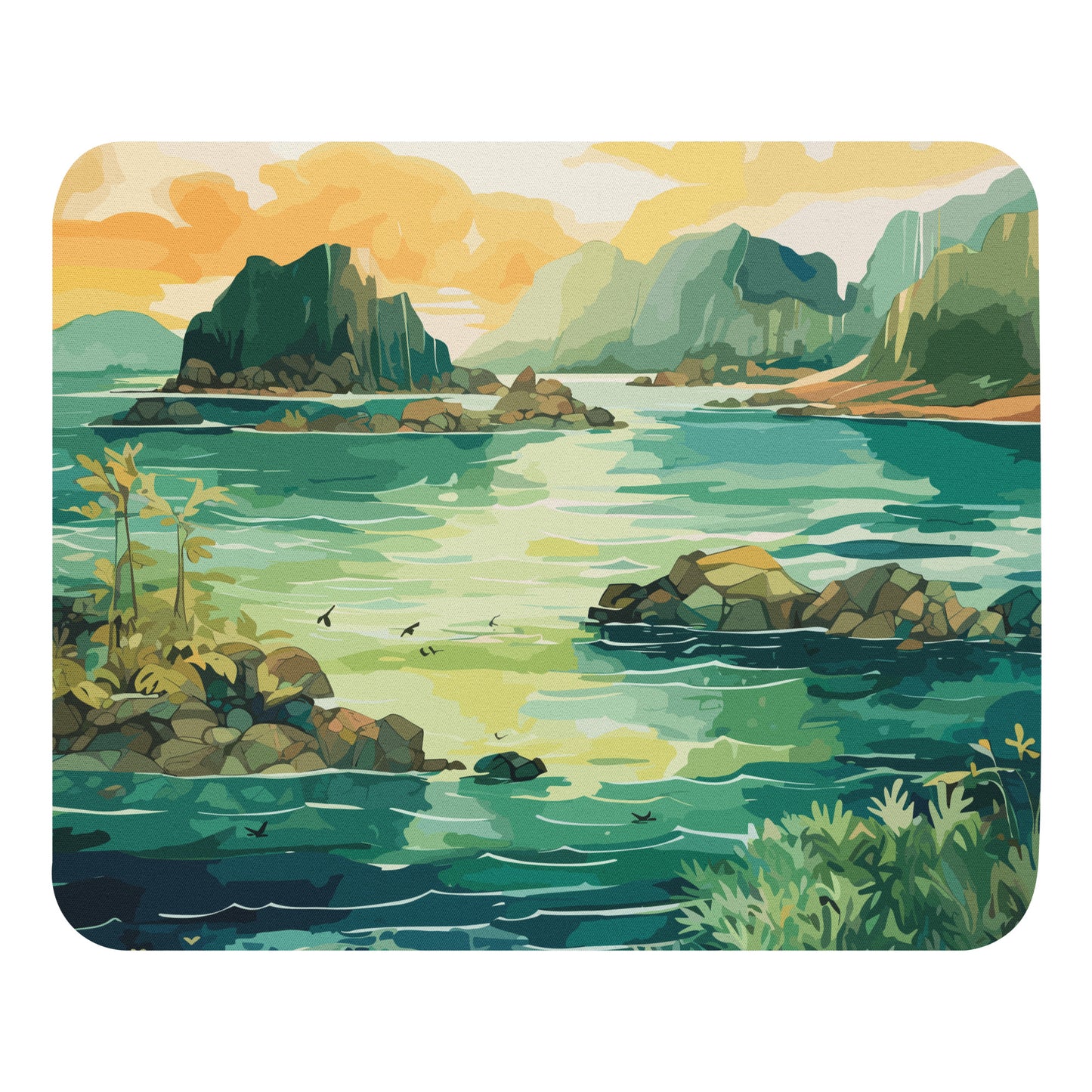 Tropical Island Rocks Mouse Pad