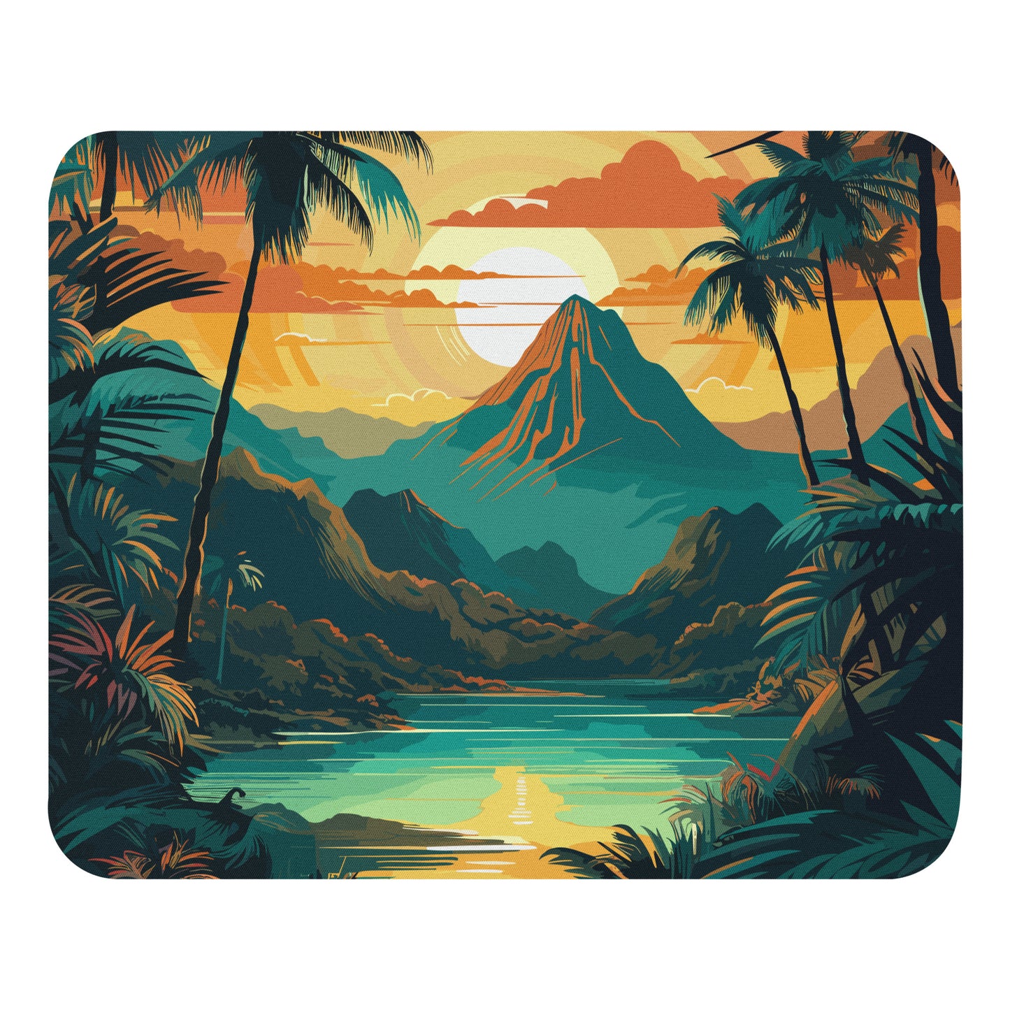 Rainforest Mountain Sunset Mouse Pad