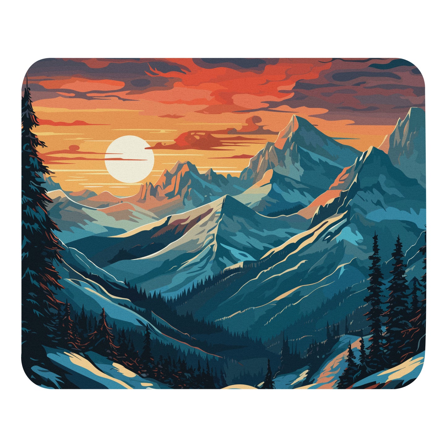 Snowy Mountain Sunset Mouse Pad