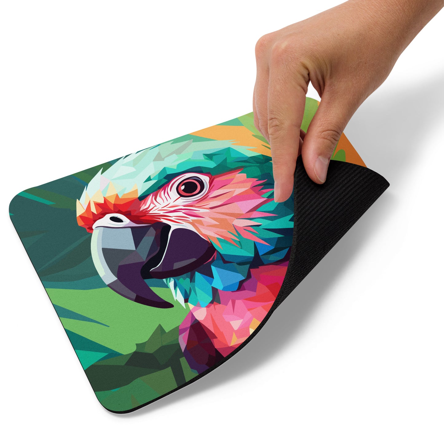 Green and Pink Parrot Mouse Pad