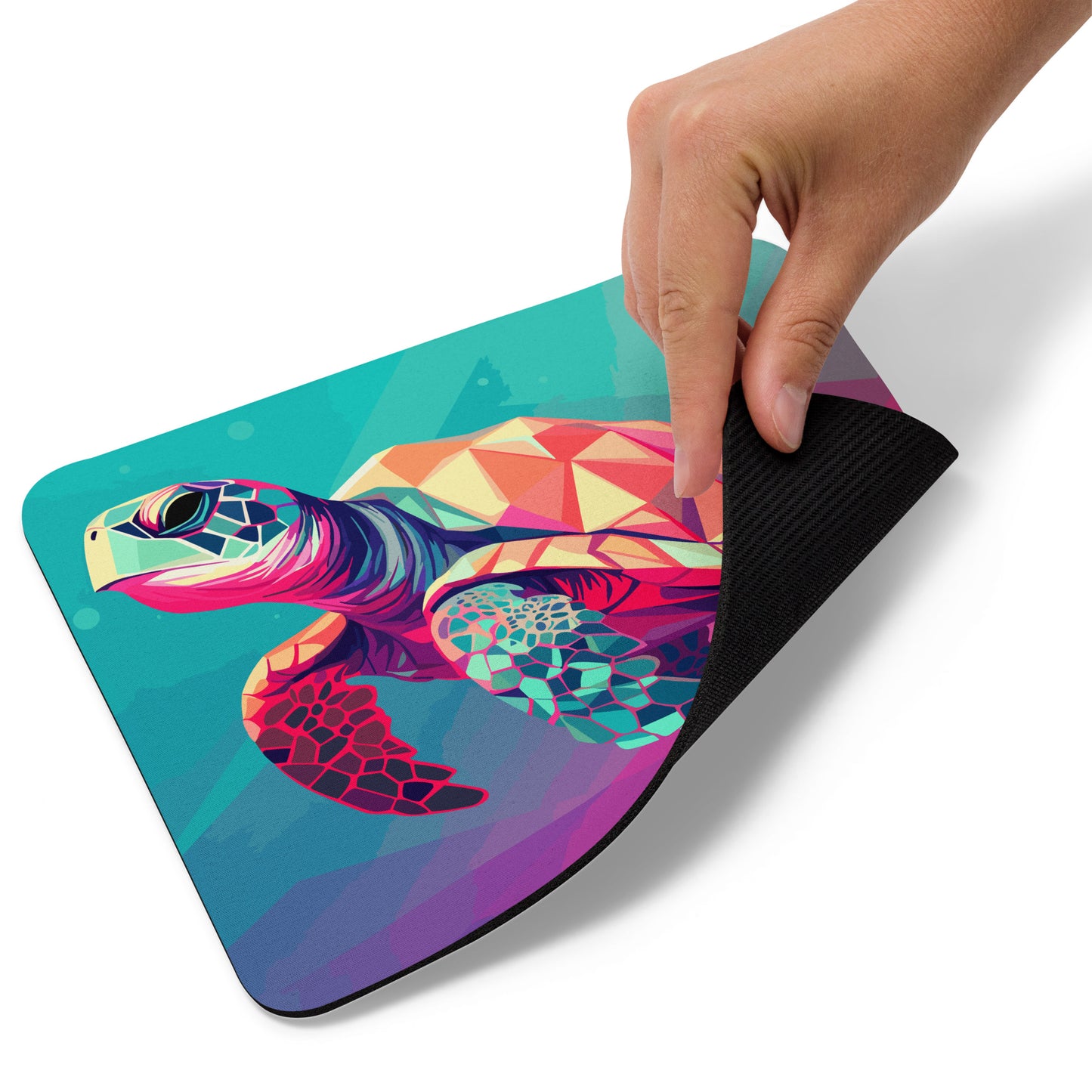 Green and Pink Turtle Mouse Pad