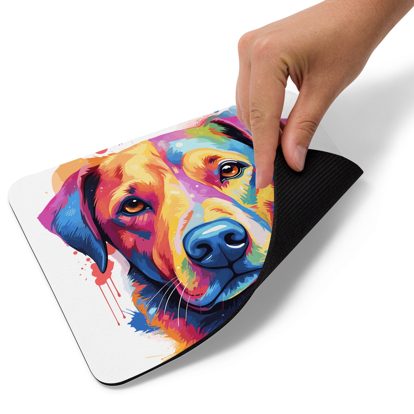 Rainbow Paint Dog Mouse Pad