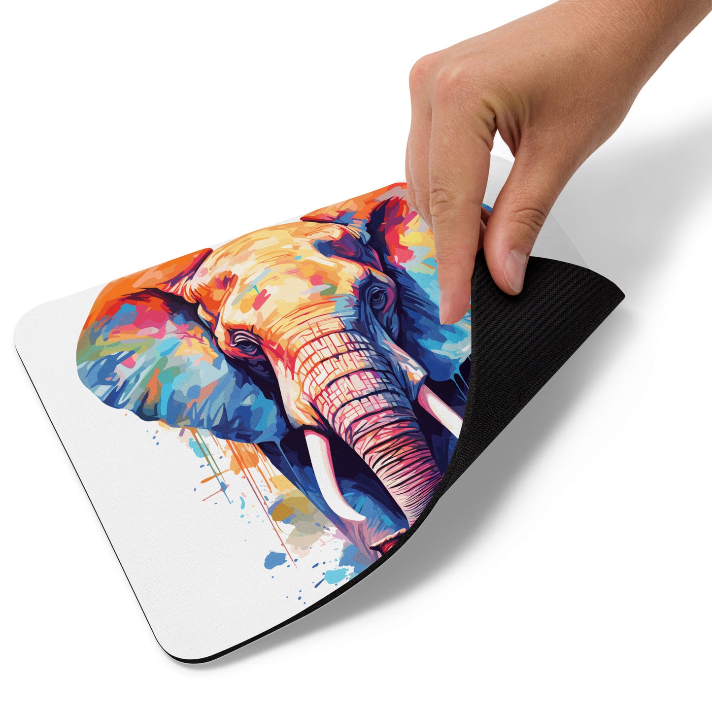 Rainbow Paint Elephant Mouse Pad