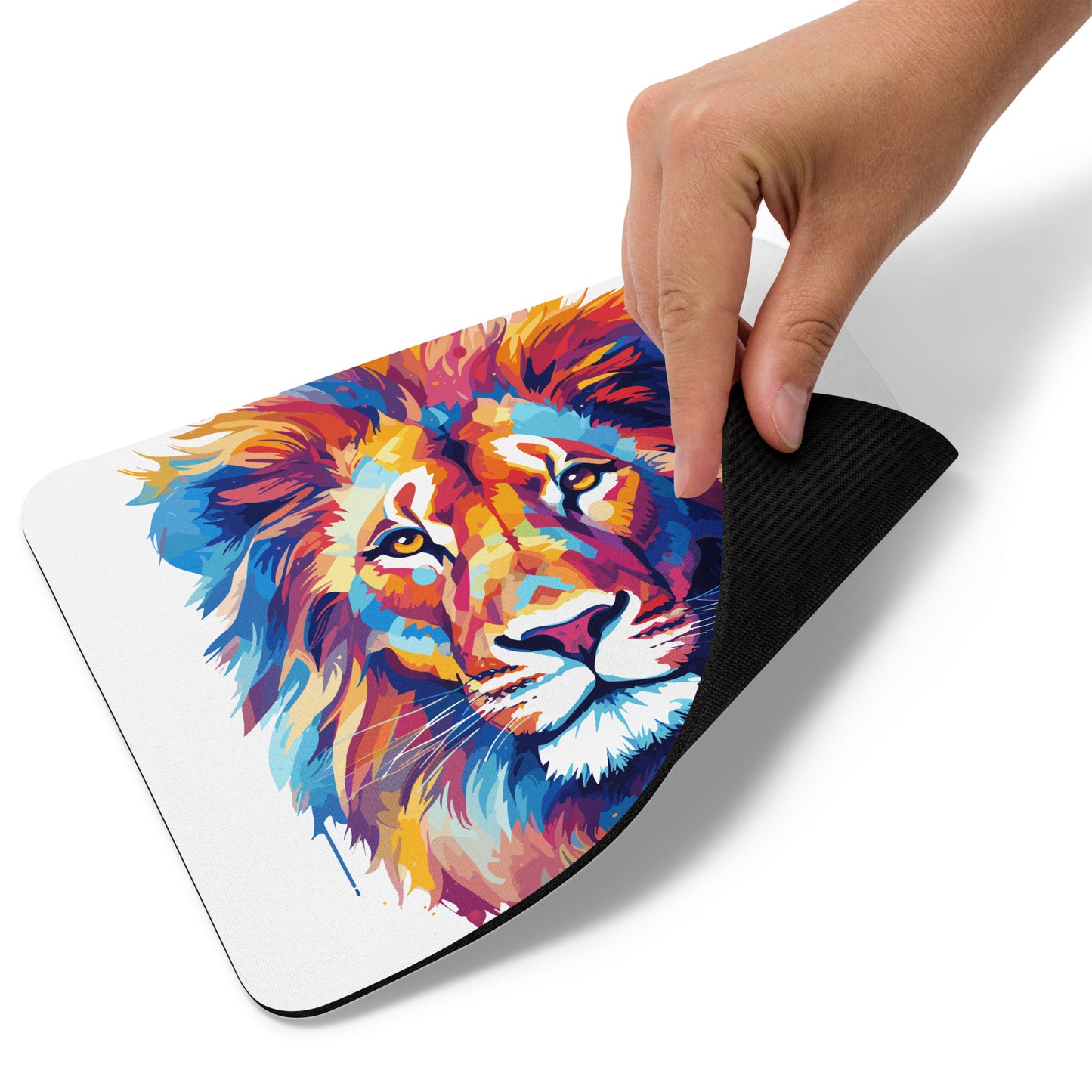 Rainbow Paint Lion Mouse Pad