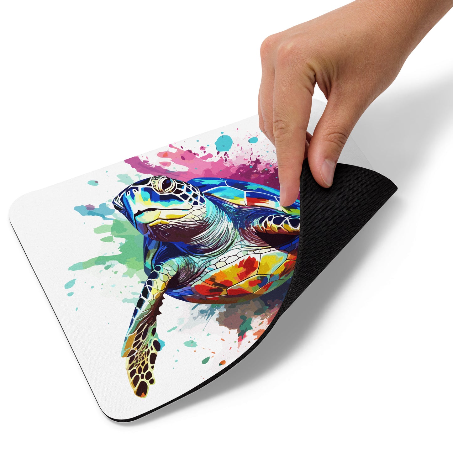 Rainbow Paint Turtle Mouse Pad