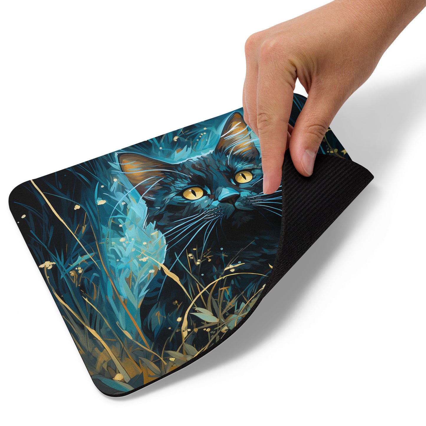Dark Turquoise Cat Mouse Pad