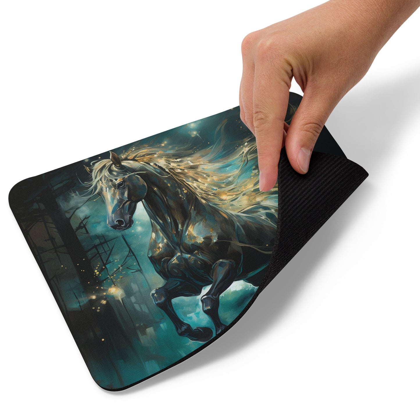 Dark Turquoise Horse Mouse Pad