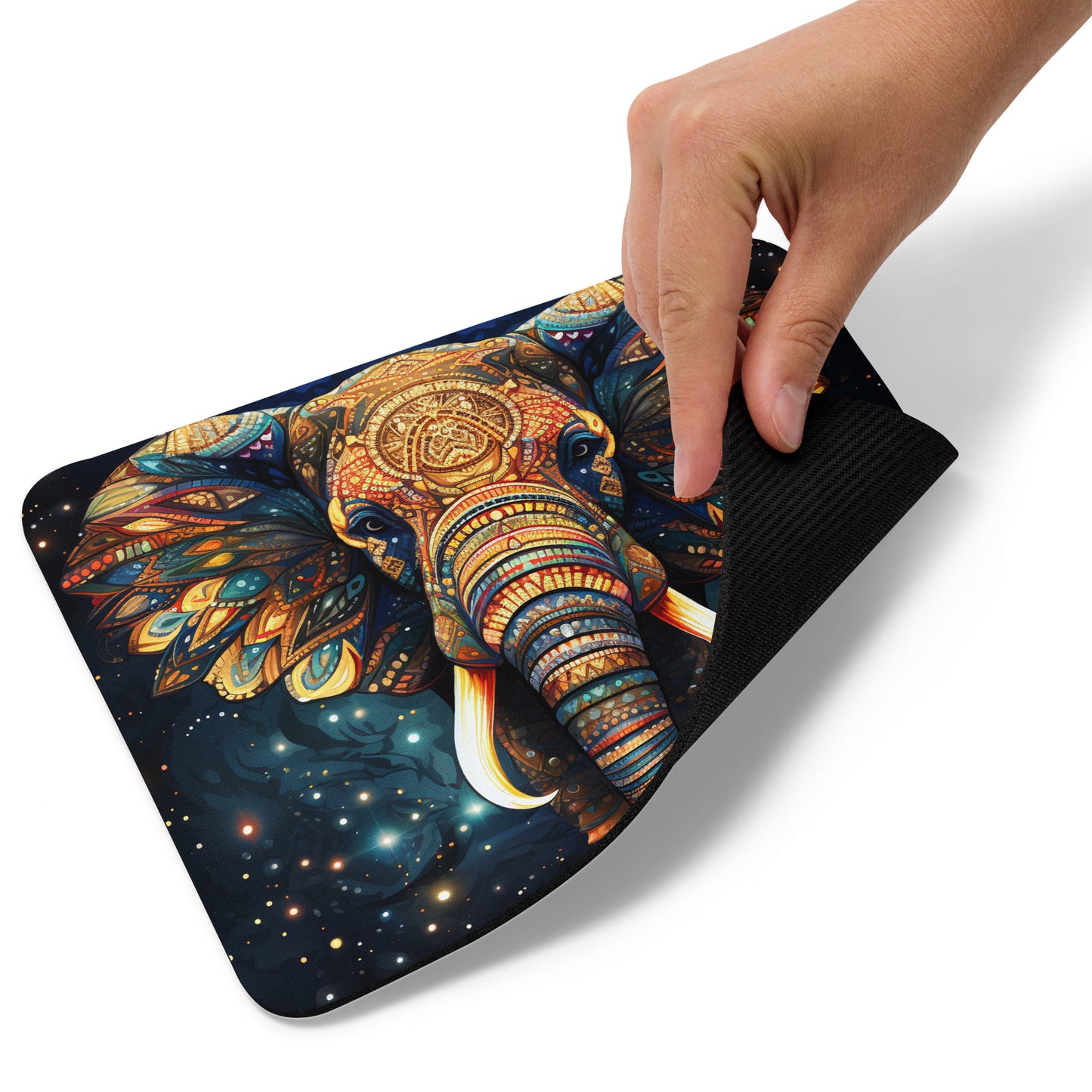Dot Art Elephant Mouse Pad