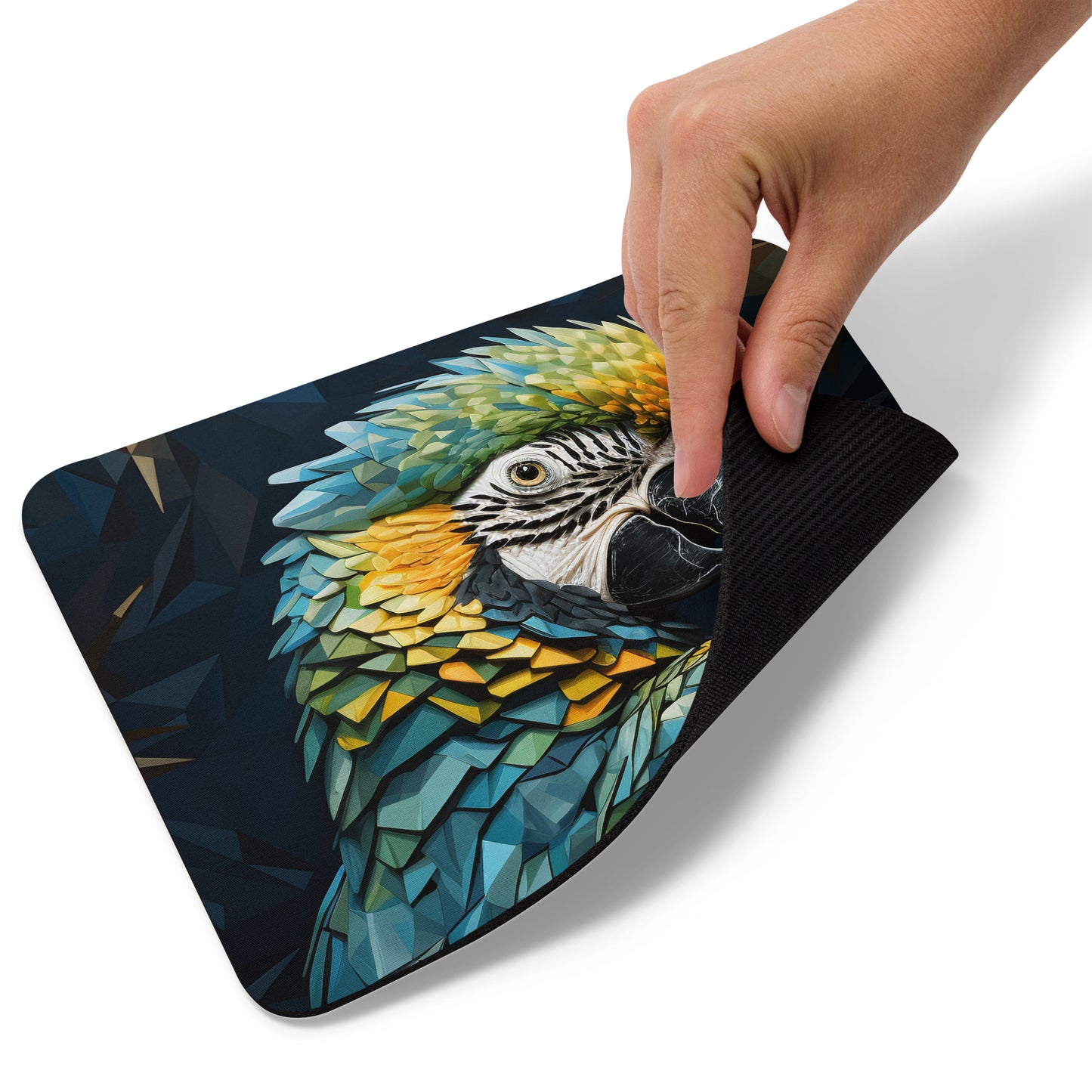 Blue Gold Parrot Mouse Pad