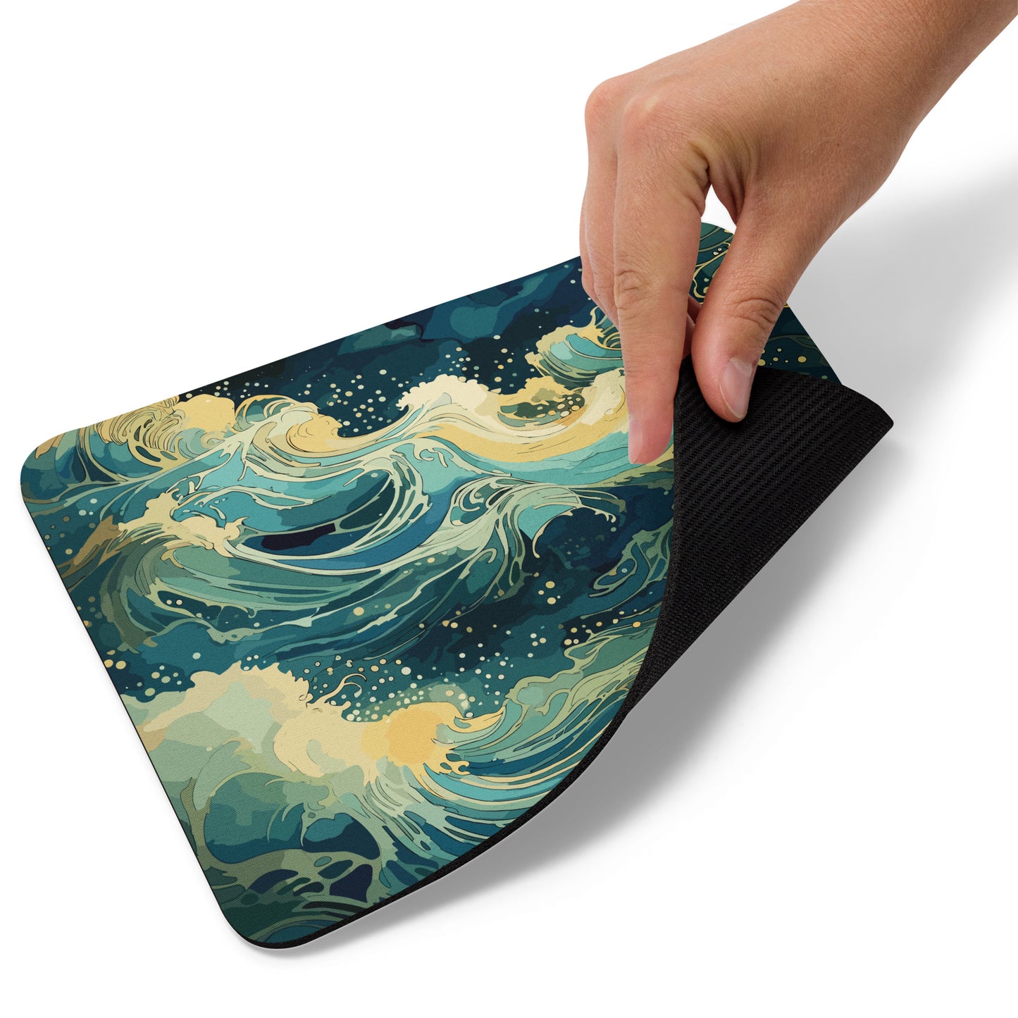 Nighttime Ocean Waves Mouse Pad
