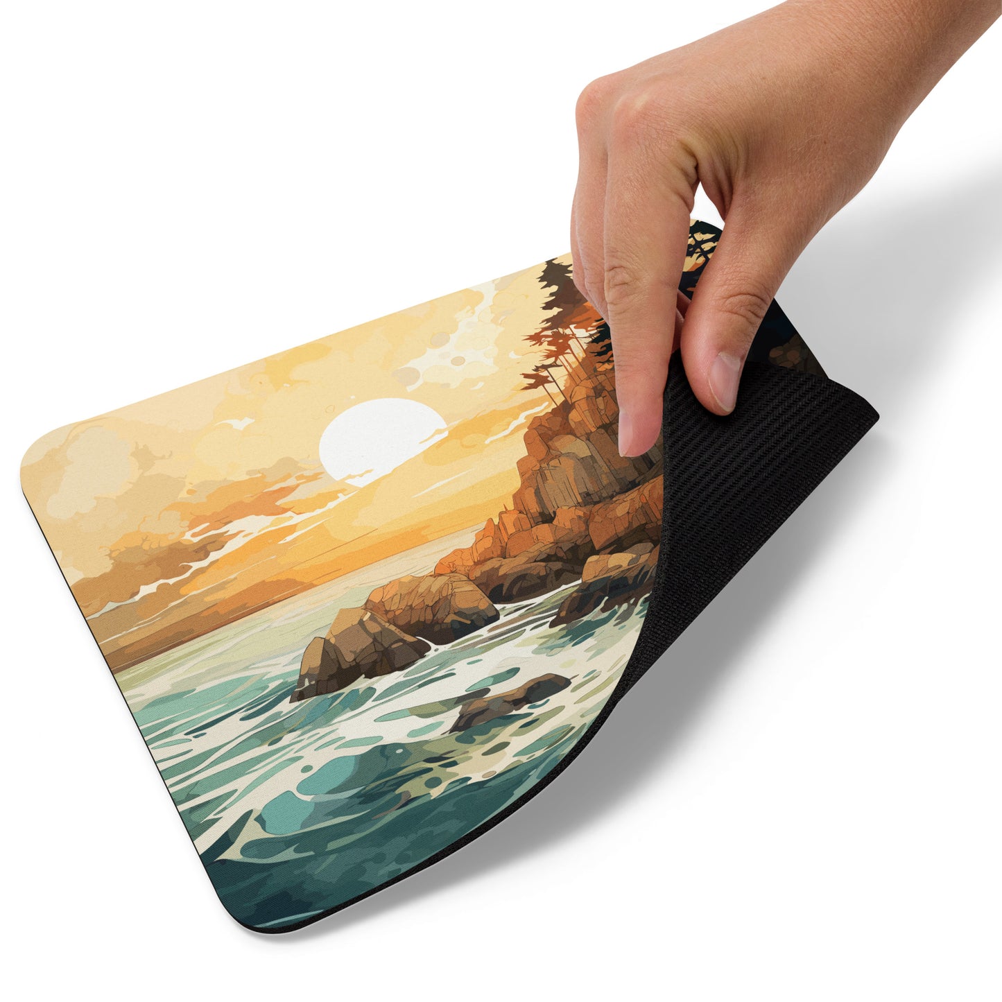 Ocean Rocks Sunset Mouse Pad