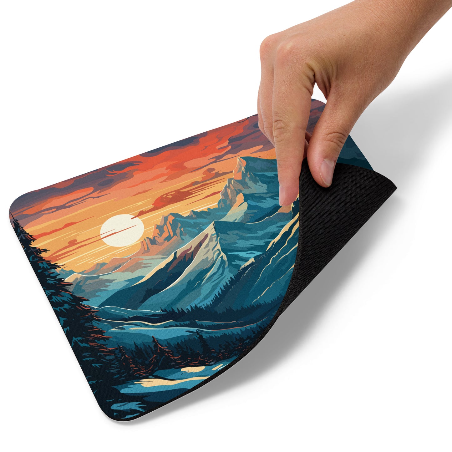 Snowy Mountain Sunset Mouse Pad
