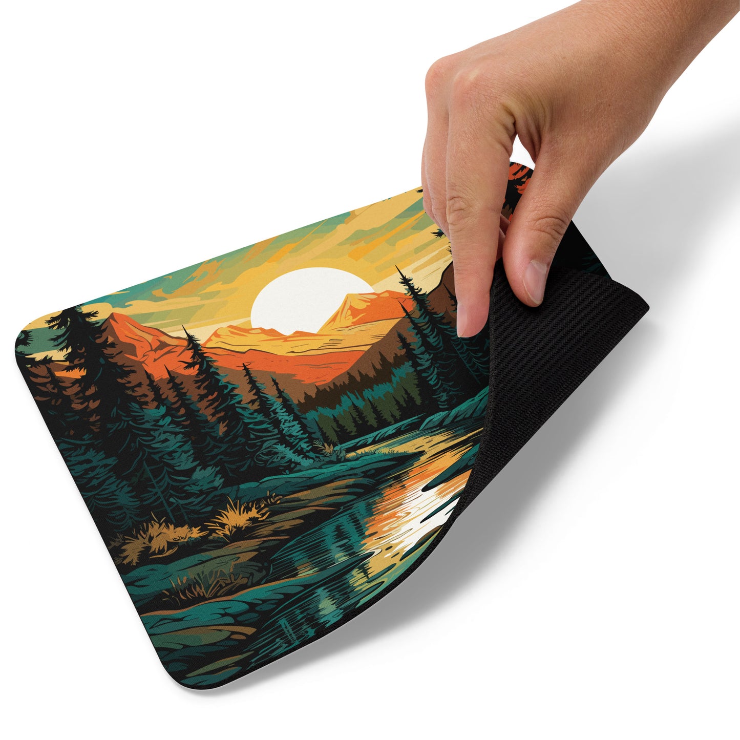 Forest Mountain River Mouse Pad