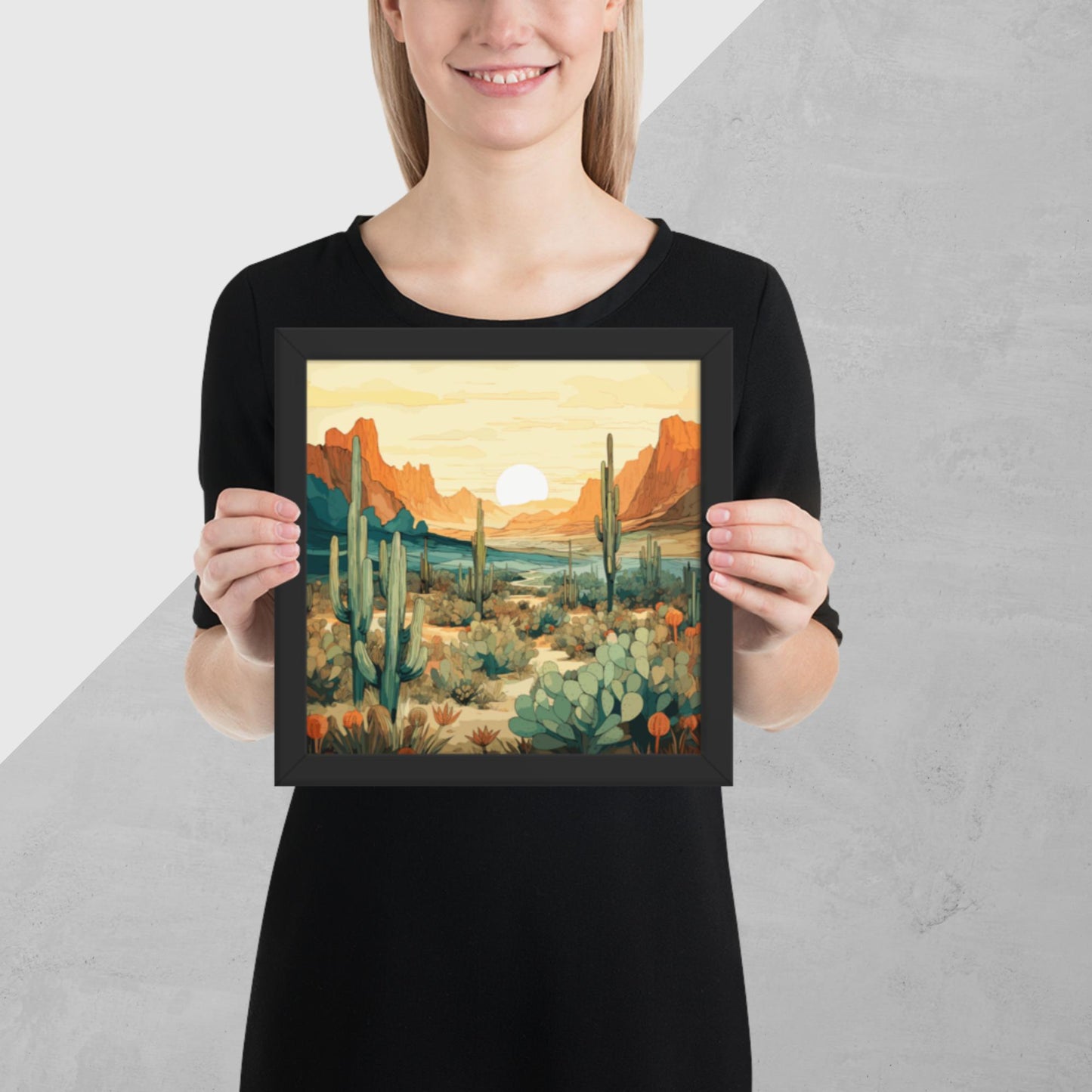 Desert Hills Shrubs Framed Poster