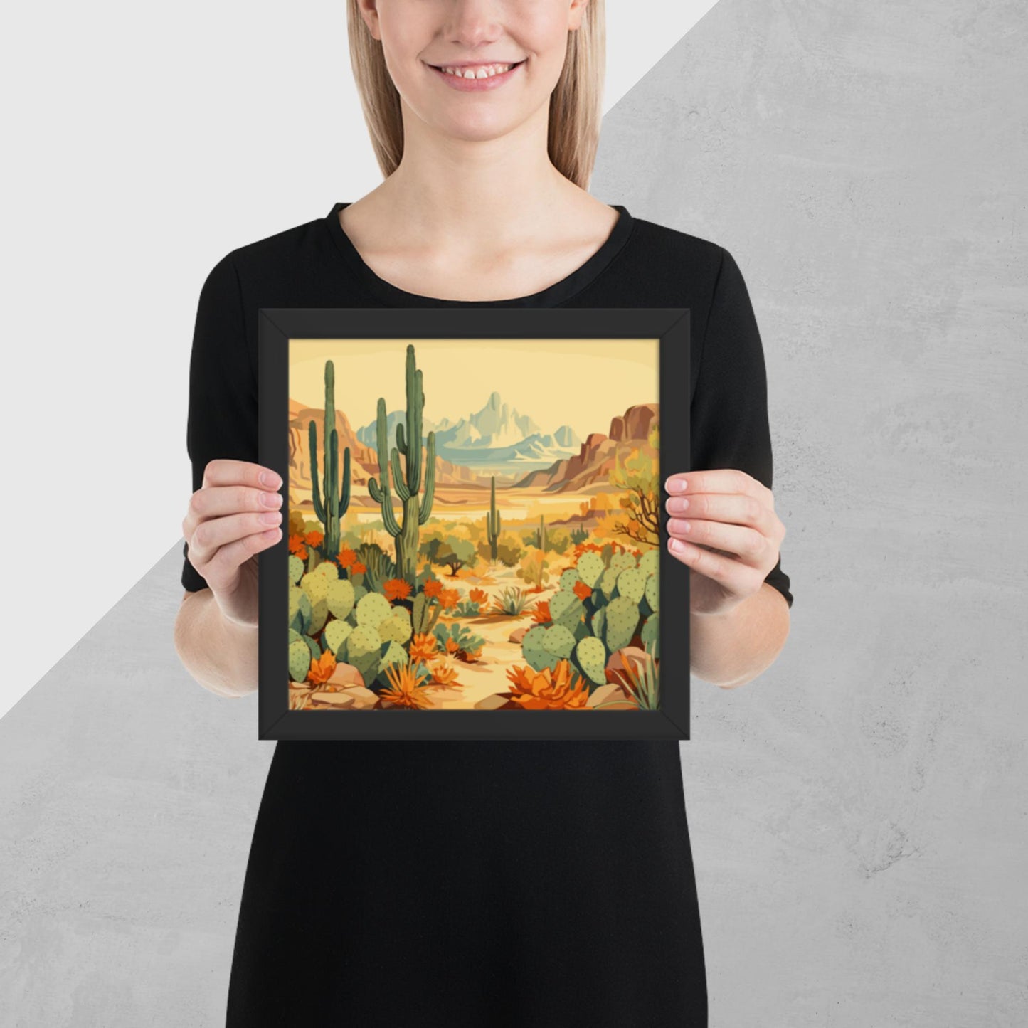 Mountainous Desert Life Framed Poster