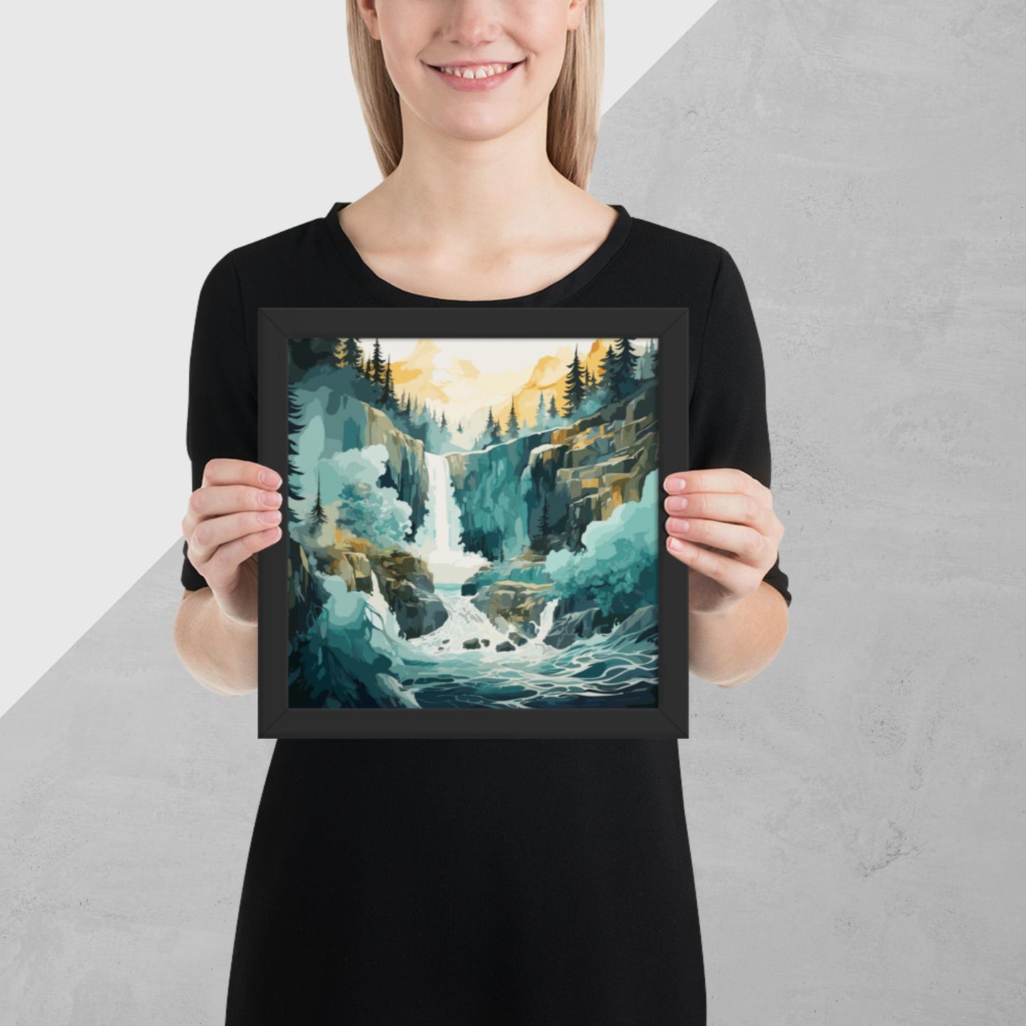 Roaring Forest Waterfall Framed Poster