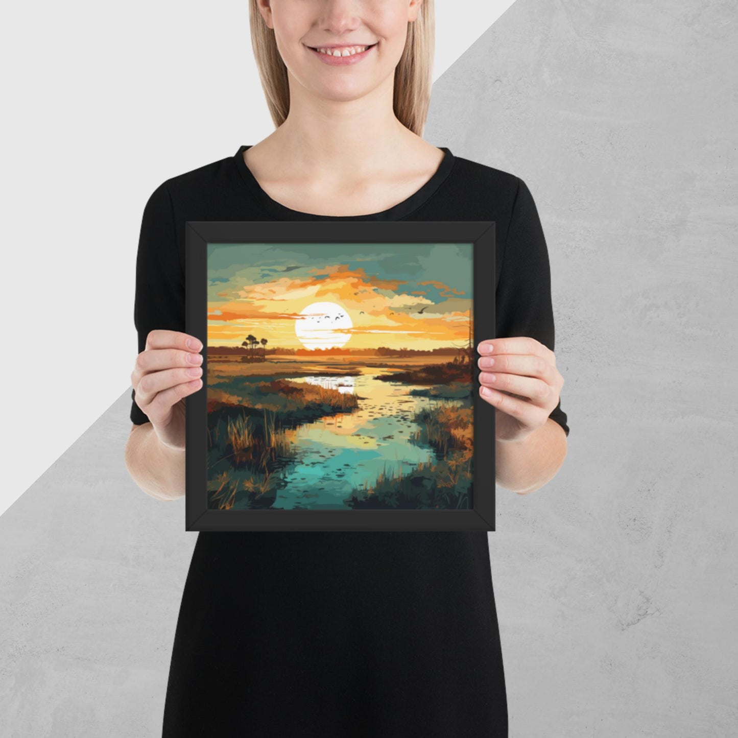 Marshland Sunset Framed Poster