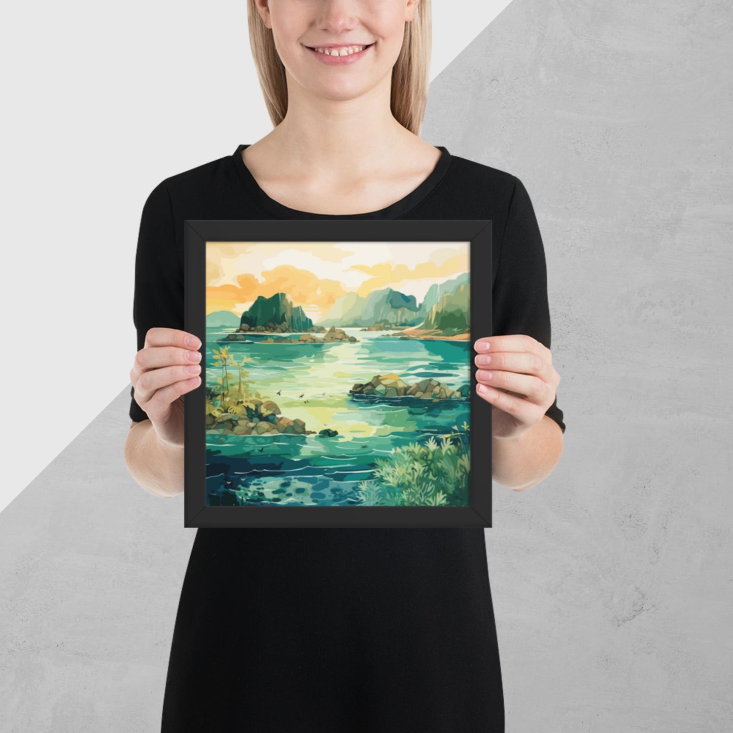 Tropical Island Rocks Framed Poster