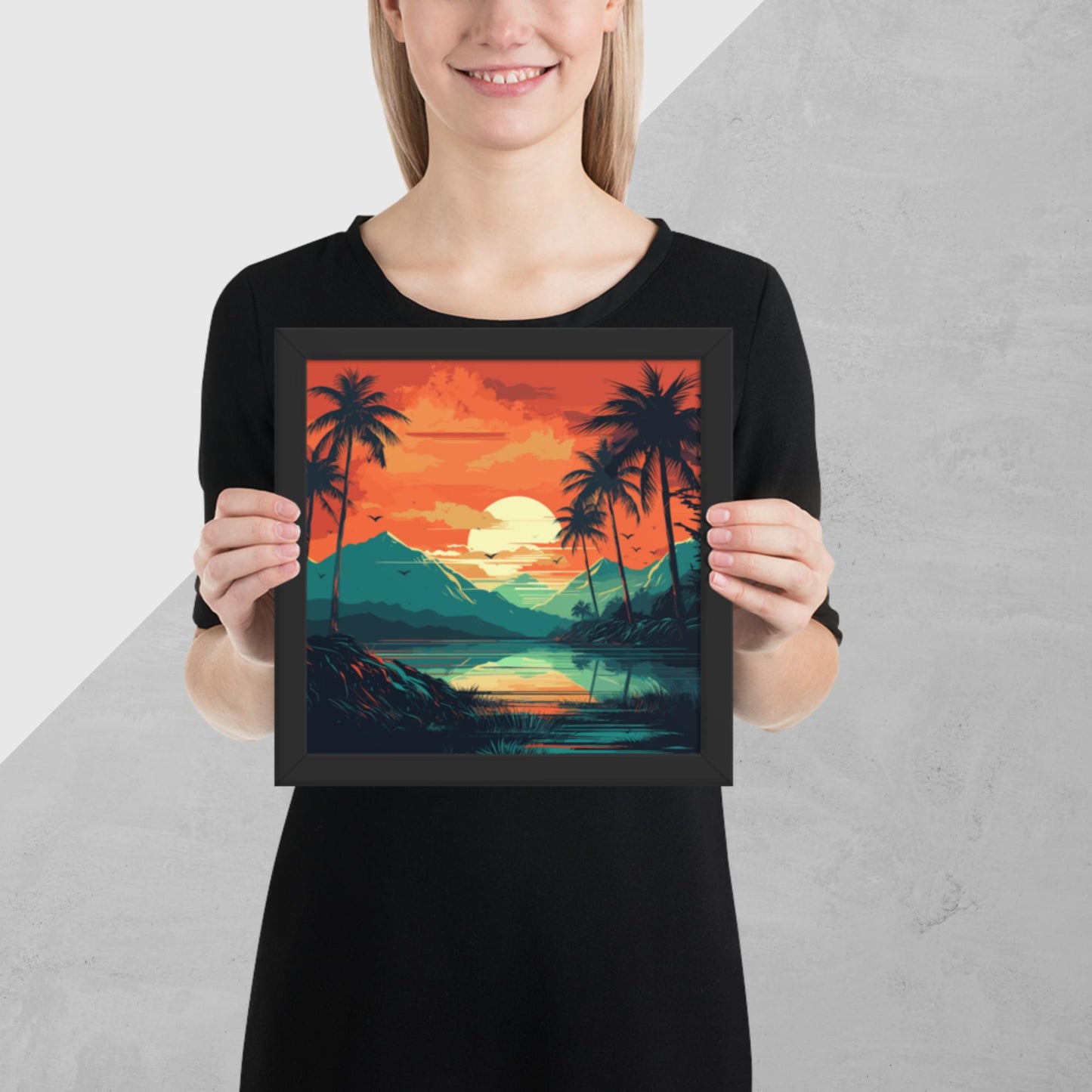 Rainforest Lake Mountains Framed Poster