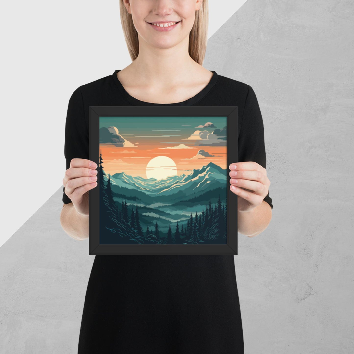 Forest Mountain Landscape Framed Poster