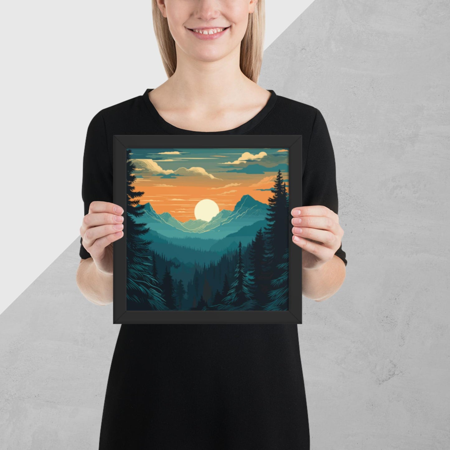 Forest Skyline Sunset Framed Poster