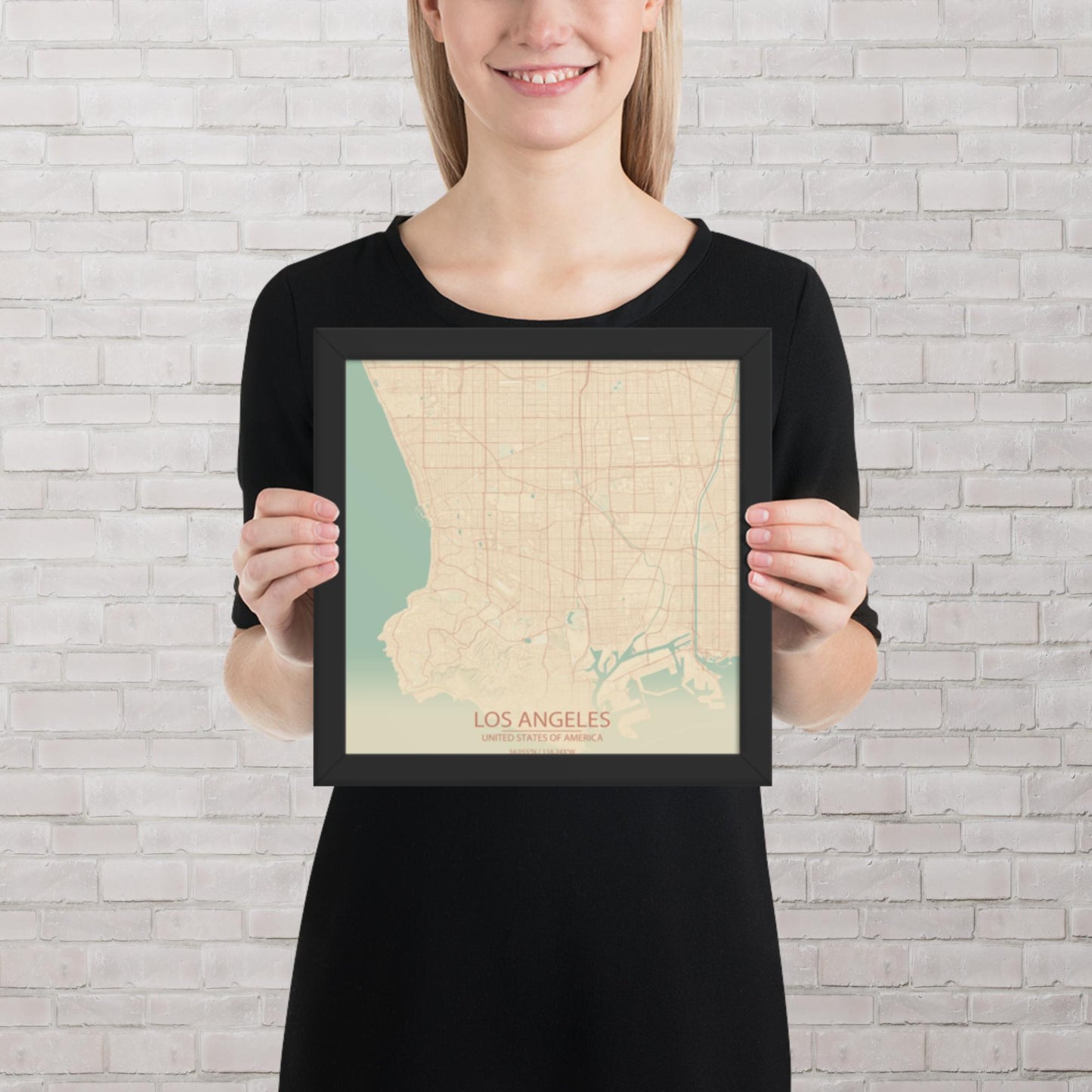 Los Angeles Vintage Style Framed Map