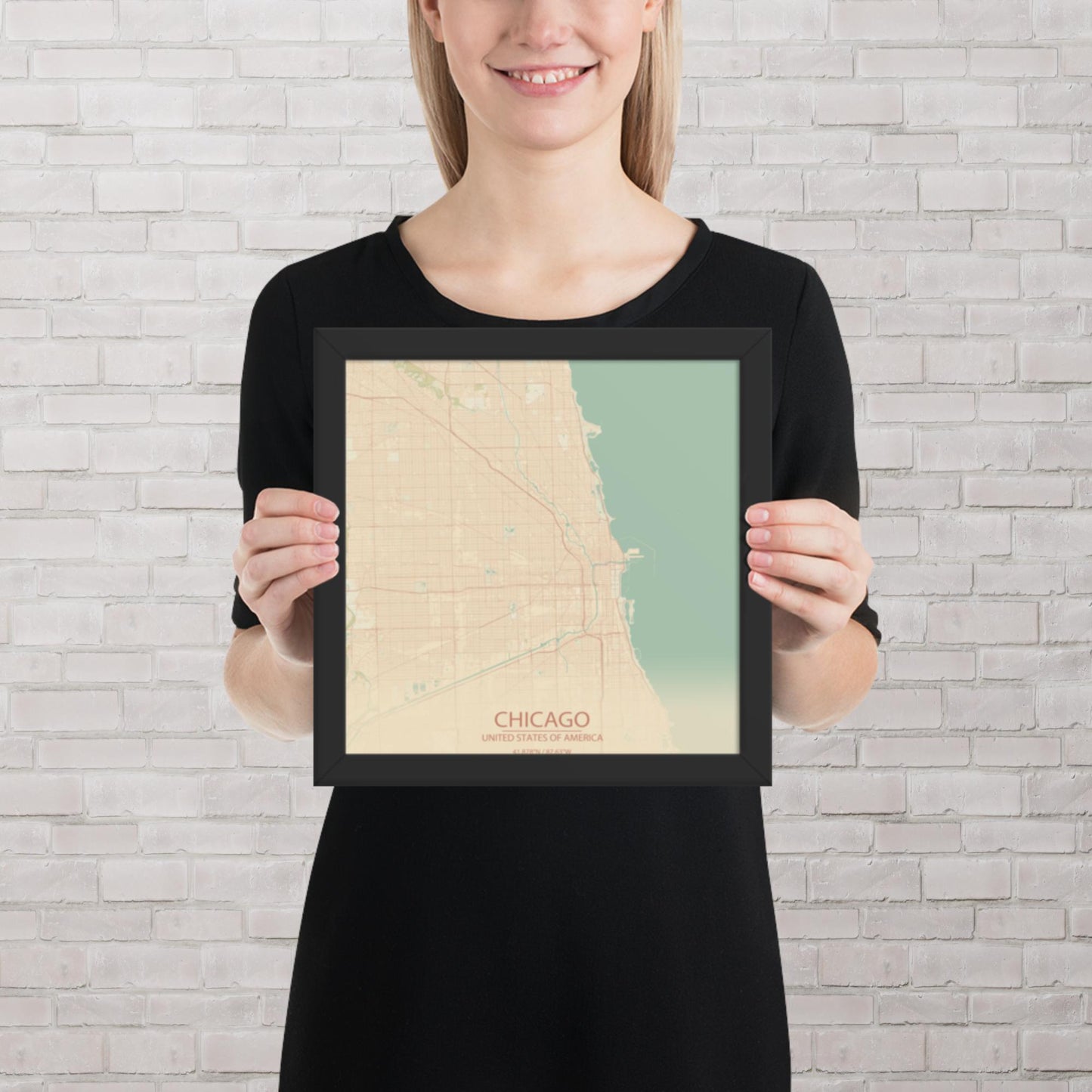 Chicago Vintage Style Framed Map