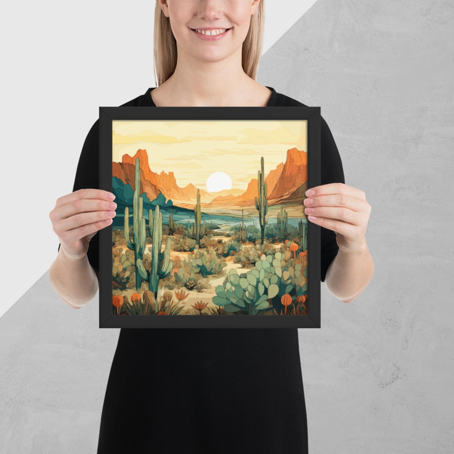Desert Hills Shrubs Framed Poster